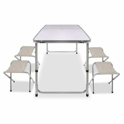 Portable Folding Picnic Camping Set BBQ Party Aluminium Table 4 Foldable Chairs
