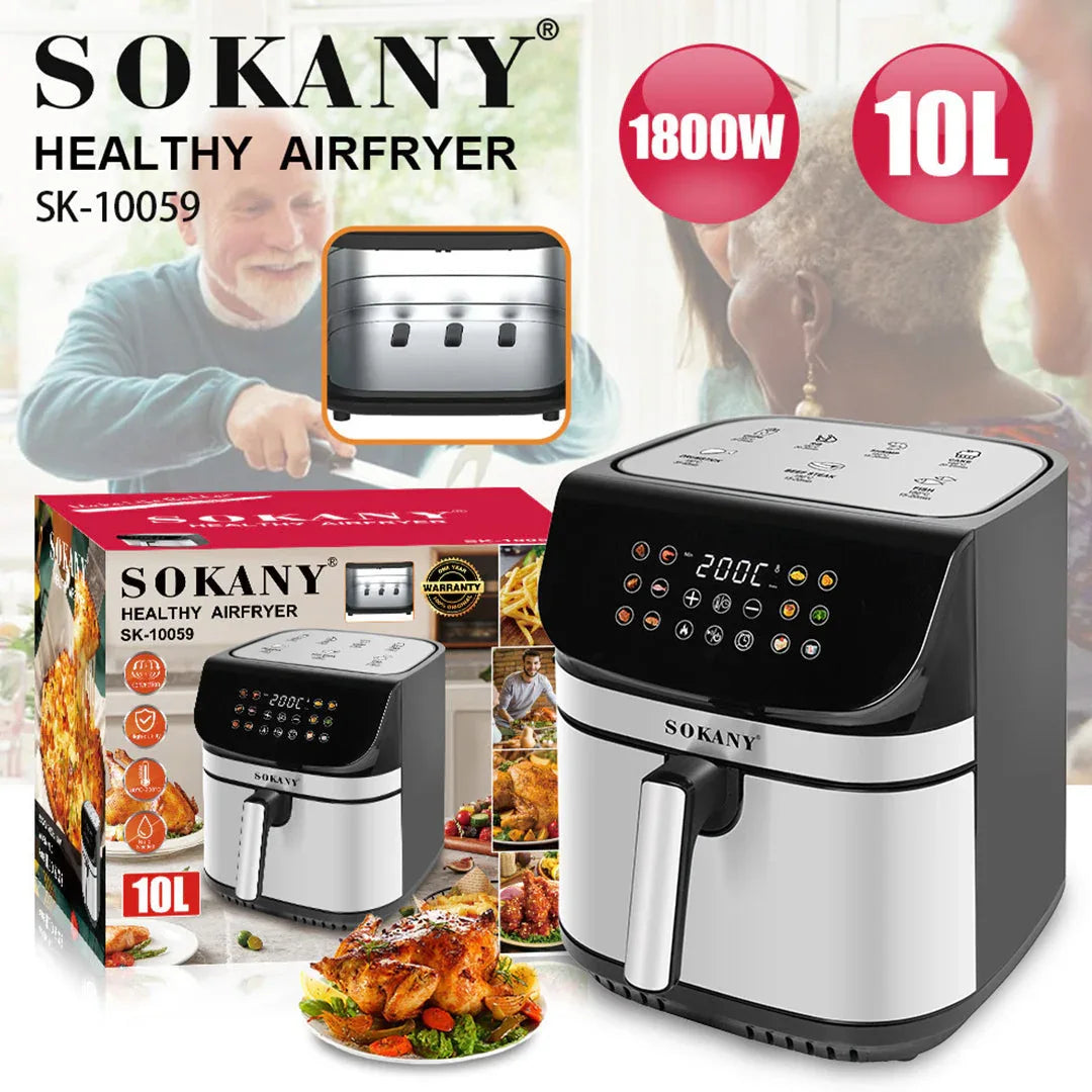 Sokany 10L Digital Air Fryer – 1800W High-Power Cooking - Mekamart Australia