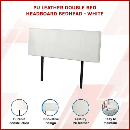 PU Leather Double Bed Headboard Bedhead - White