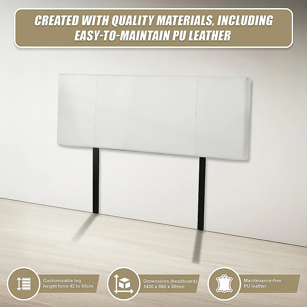 PU Leather Double Bed Headboard Bedhead - White