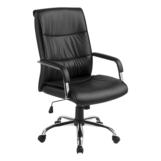 PU Leather Office Chair – Ergonomic Executive Swivel Desk Chair with Padded Seat in Black