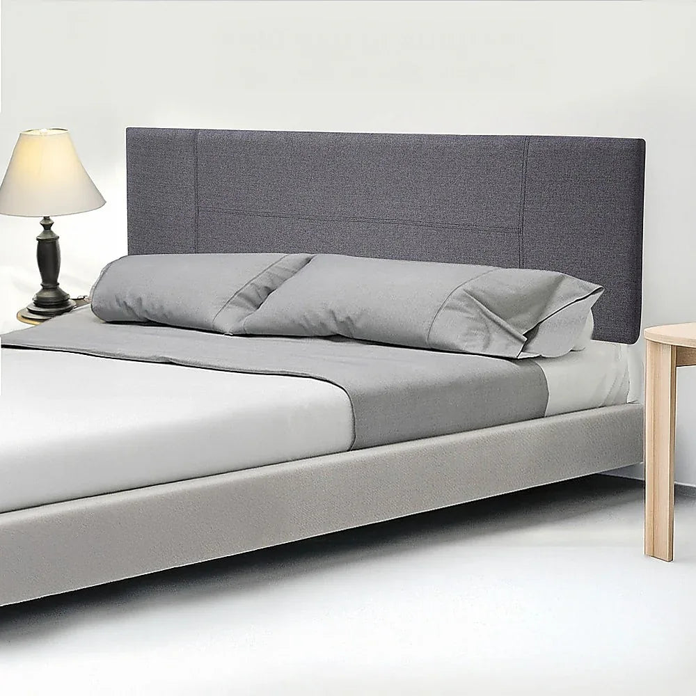 Linen Fabric King Bed Headboard Bedhead - Grey - Mekamart Australia