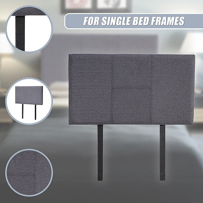 Linen Fabric Single Bed Headboard Bedhead - Grey