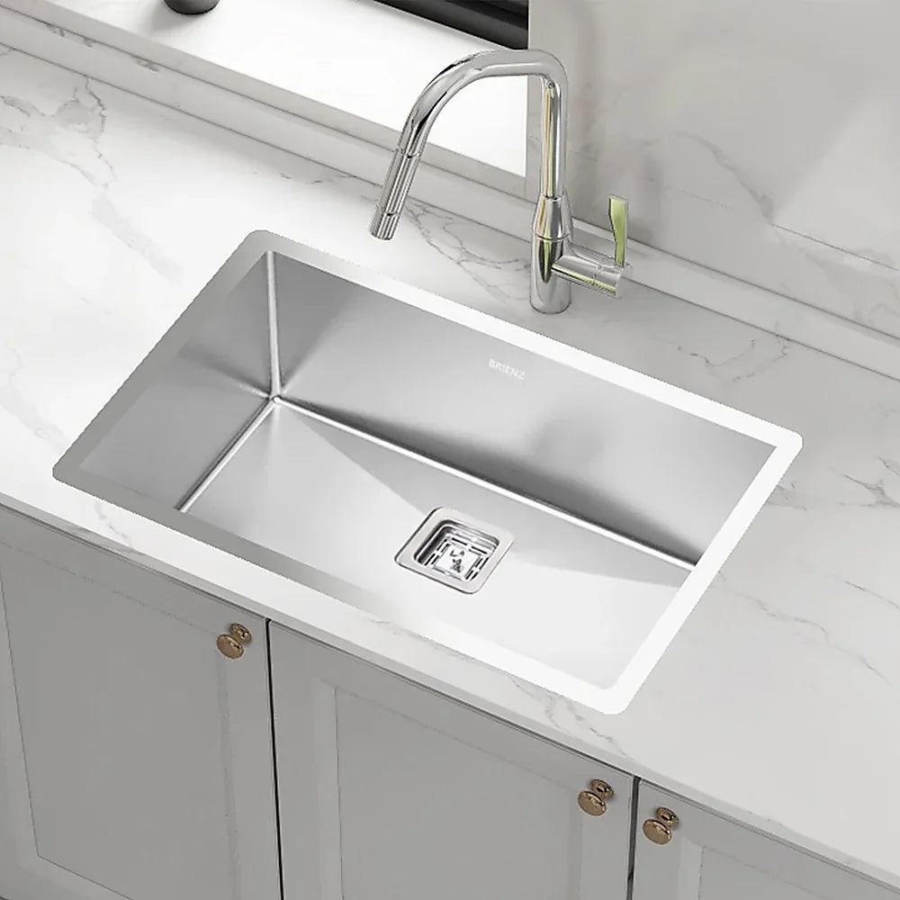 810x505mm Handmade 1.5mm Stainless Steel Undermount / Topmount Kitchen Sink with Square Waste - Mekamart Australia