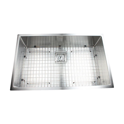 810x505mm Handmade 1.5mm Stainless Steel Undermount / Topmount Kitchen Sink with Square Waste - Mekamart Australia