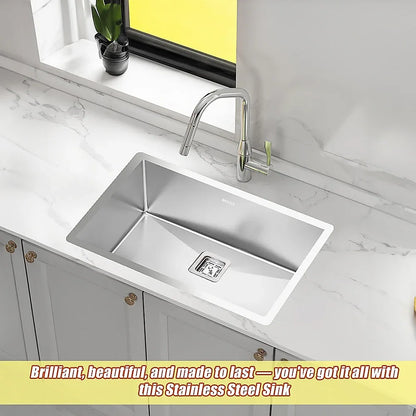 810x505mm Handmade 1.5mm Stainless Steel Undermount / Topmount Kitchen Sink with Square Waste - Mekamart Australia