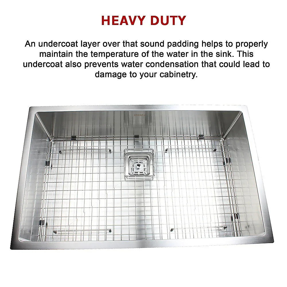 810x505mm Handmade 1.5mm Stainless Steel Undermount / Topmount Kitchen Sink with Square Waste - Mekamart Australia