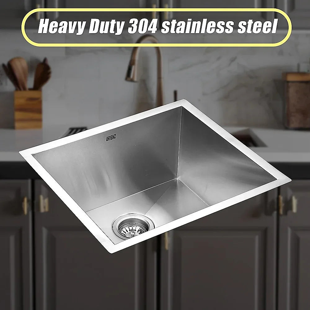 510x450mm Handmade Stainless Steel Undermount / Topmount Kitchen Laundry Sink with Waste - Mekamart Australia