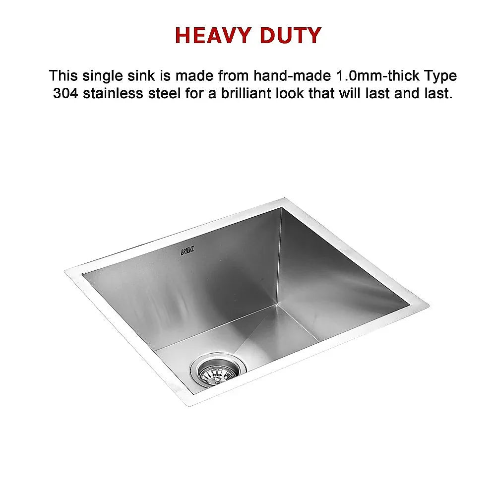 510x450mm Handmade Stainless Steel Undermount / Topmount Kitchen Laundry Sink with Waste - Mekamart Australia
