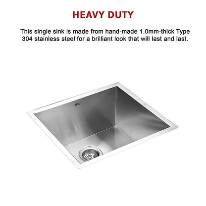 510x450mm Handmade Stainless Steel Undermount / Topmount Kitchen Laundry Sink with Waste - Mekamart Australia
