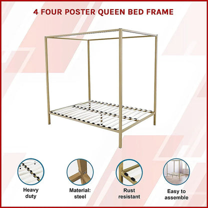4 Four Poster Queen Bed Frame - Mekamart Australia
