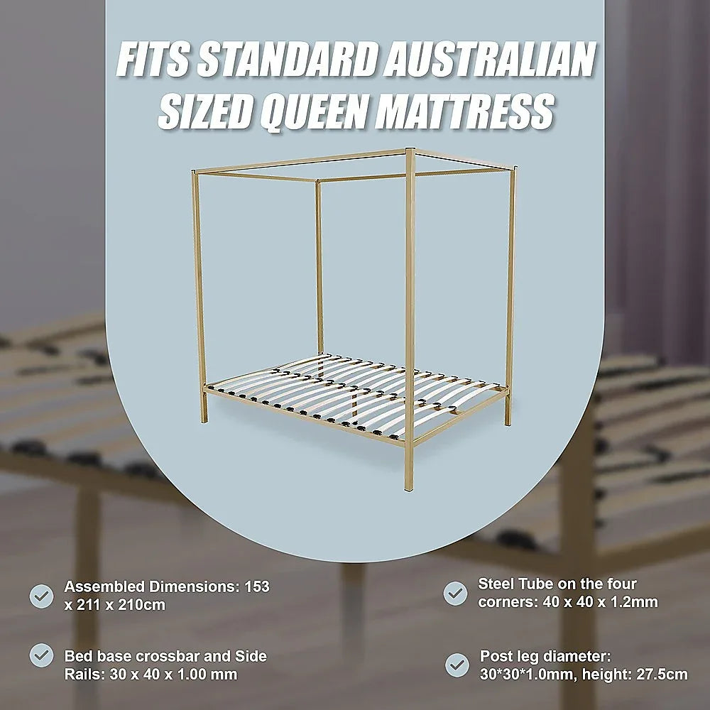 4 Four Poster Queen Bed Frame - Mekamart Australia
