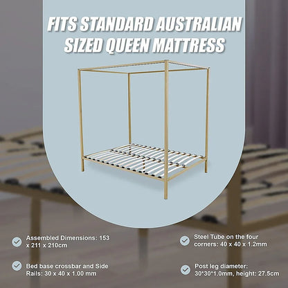 4 Four Poster Queen Bed Frame - Mekamart Australia