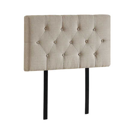 Linen Fabric Single Bed Deluxe Headboard Bedhead - Beige
