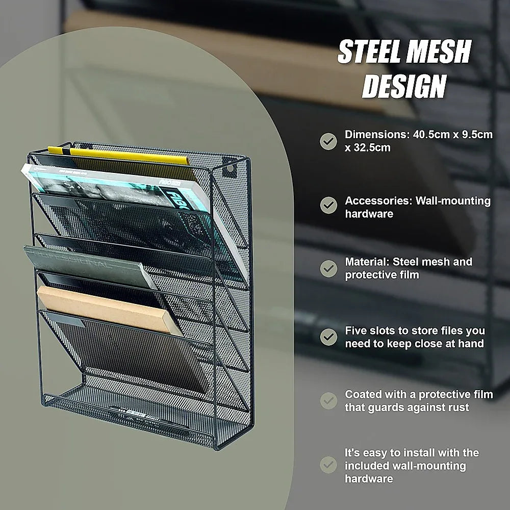 Wall Mount 6 Pocket Hanging File Sorter Organizer Folder Holder Rack Storage - Mekamart Australia