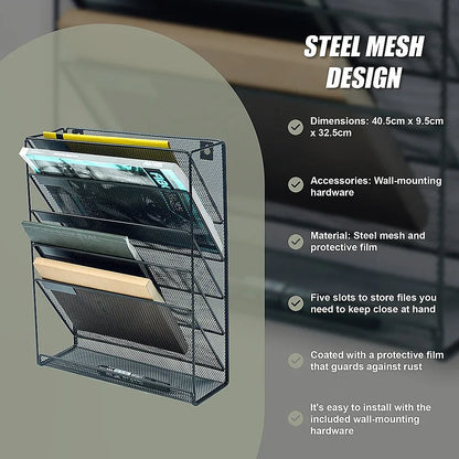 Wall Mount 6 Pocket Hanging File Sorter Organizer Folder Holder Rack Storage - Mekamart Australia