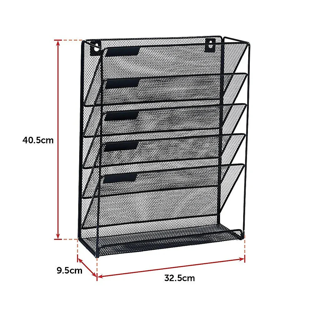 Wall Mount 6 Pocket Hanging File Sorter Organizer Folder Holder Rack Storage - Mekamart Australia
