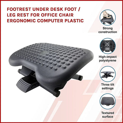 Footrest Under Desk Foot / Leg Rest for Office Chair Ergonomic Computer Plastic - Mekamart Australia