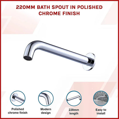 220mm Bath Spout in Polished Chrome Finish - Mekamart Australia