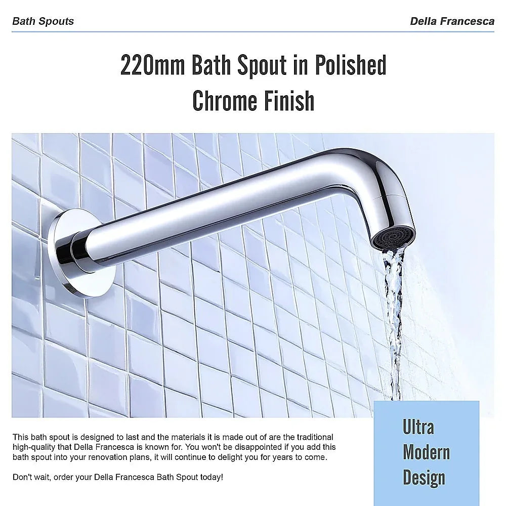 220mm Bath Spout in Polished Chrome Finish - Mekamart Australia