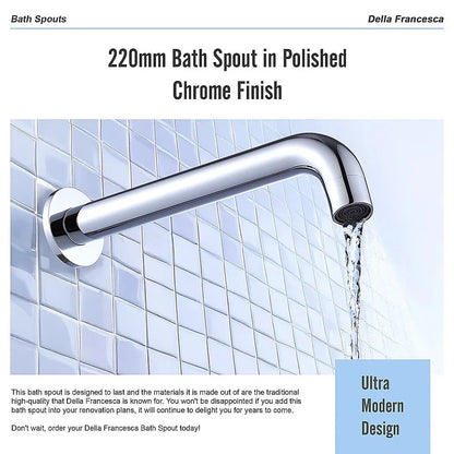 220mm Bath Spout in Polished Chrome Finish - Mekamart Australia