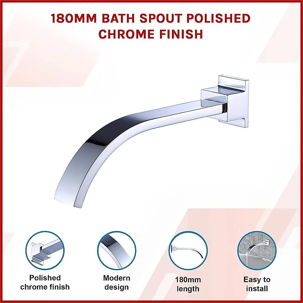 180mm Bath Spout Polished Chrome Finish - Mekamart Australia