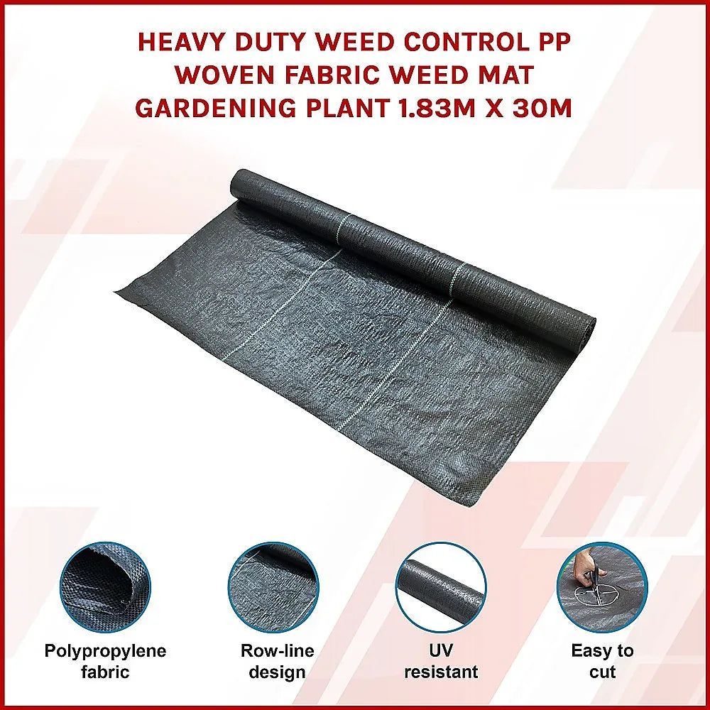 Heavy Duty Weed Control PP Woven Fabric Weed Mat Gardening Plant 1.83m x 30m - Mekamart Australia
