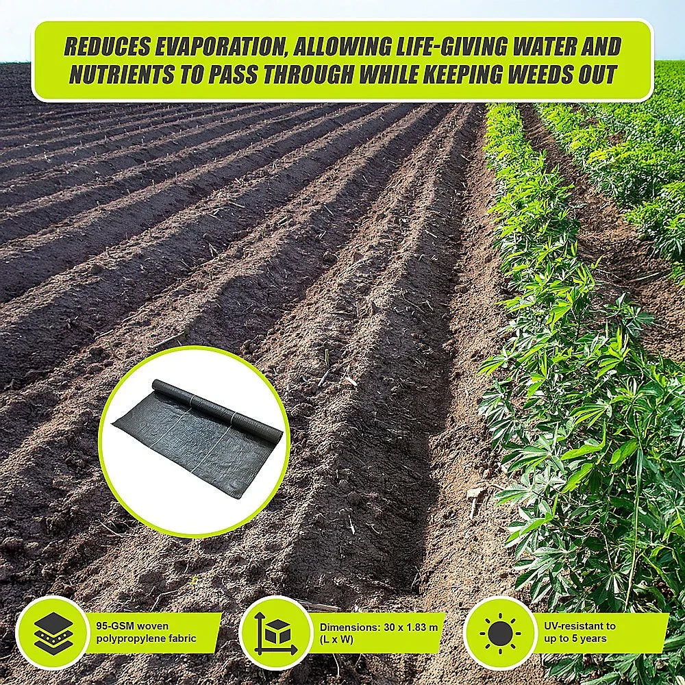 Heavy Duty Weed Control PP Woven Fabric Weed Mat Gardening Plant 1.83m x 30m - Mekamart Australia