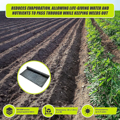 Heavy Duty Weed Control PP Woven Fabric Weed Mat Gardening Plant 1.83m x 30m - Mekamart Australia