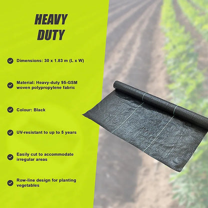 Heavy Duty Weed Control PP Woven Fabric Weed Mat Gardening Plant 1.83m x 30m - Mekamart Australia