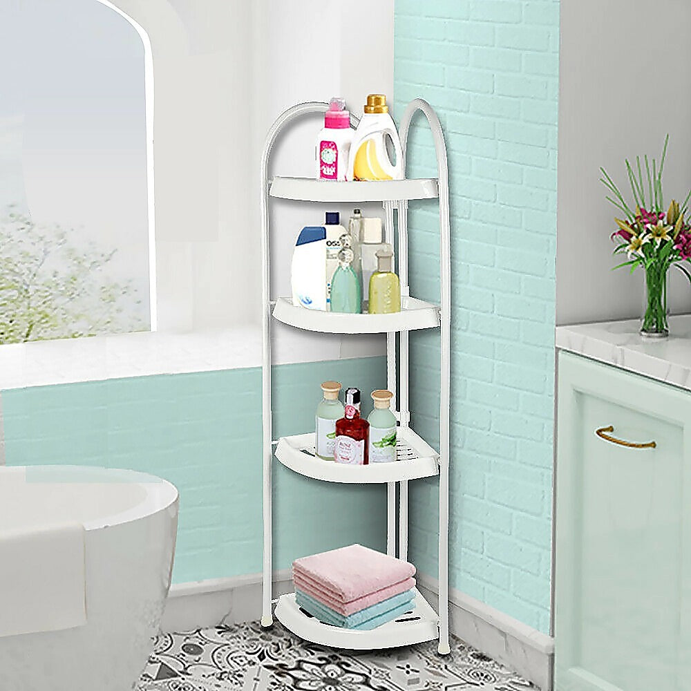 Shower Corner Shelf White Caddy Bathroom Shelves Organiser Bath Storage Rack 4
