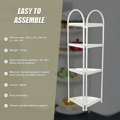 Shower Corner Shelf White Caddy Bathroom Shelves Organiser Bath Storage Rack 4