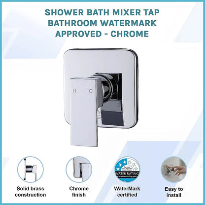 Shower Bath Mixer Tap Bathroom WATERMARK Approved - Chrome