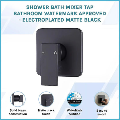 Shower Bath Mixer Tap Bathroom WATERMARK Approved - Electroplated Matte Black - Mekamart Australia