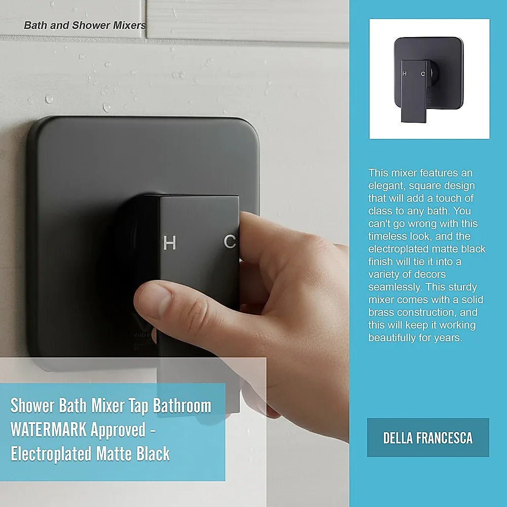 Shower Bath Mixer Tap Bathroom WATERMARK Approved - Electroplated Matte Black - Mekamart Australia
