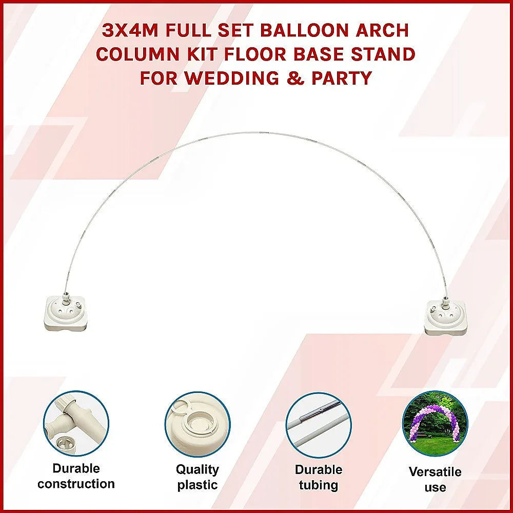 3x4m Full Set Balloon Arch Column Kit Floor Base Stand For Wedding & Party - Mekamart Australia