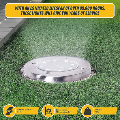 12x Solar Powered LED Buried Inground Recessed Light Garden Outdoor Deck Path