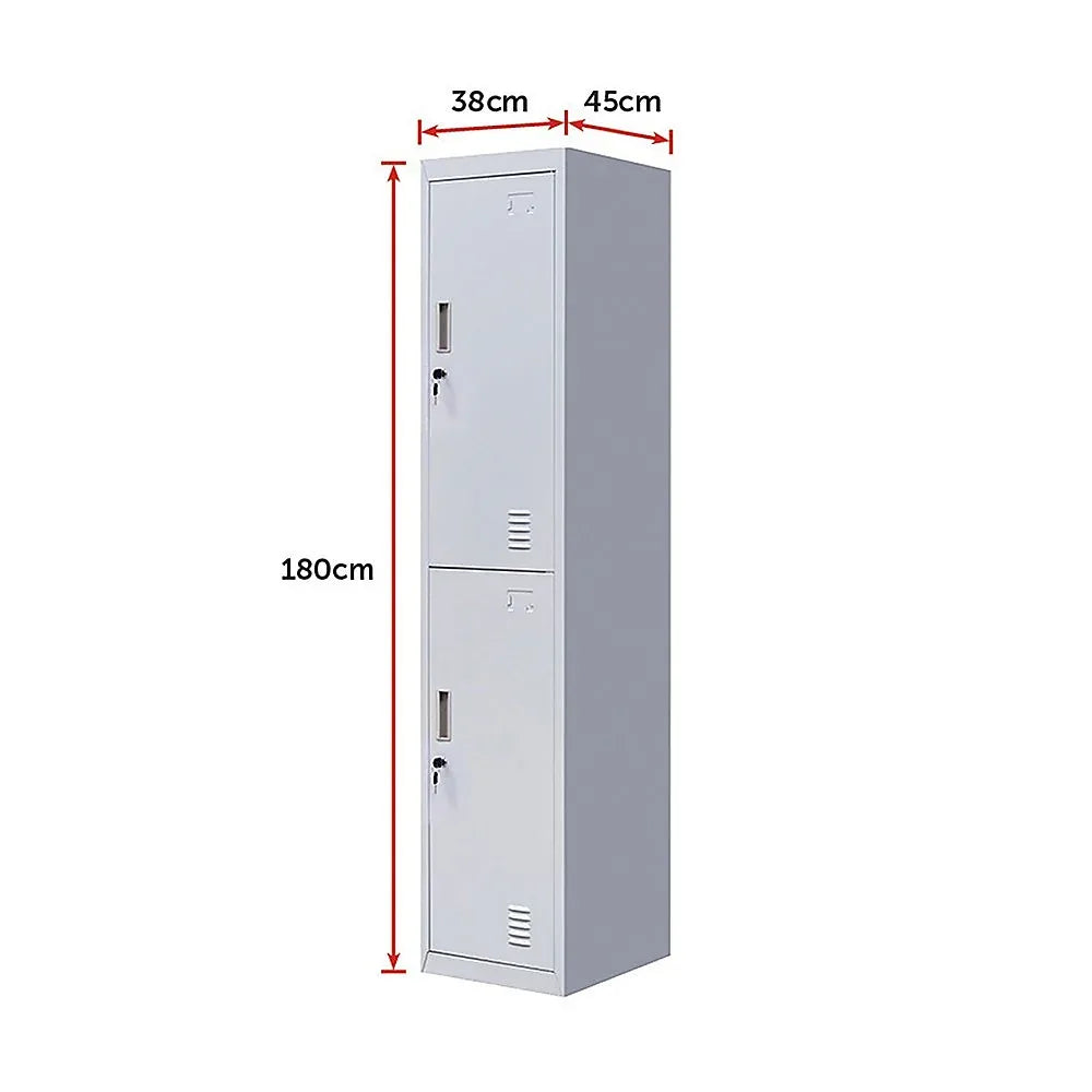 2-Door Vertical Locker for Office Gym Shed School Home Storage - Mekamart Australia