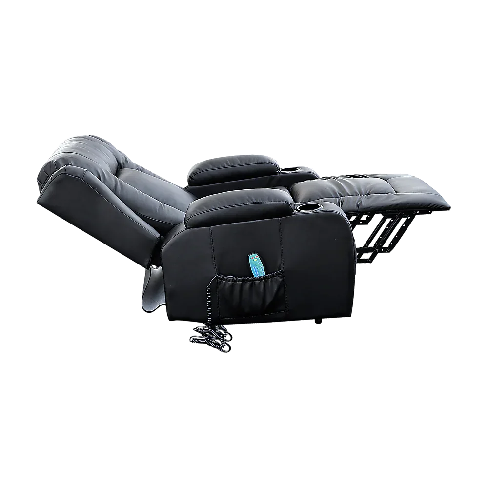 Recliner Chair – Electric Massage Lift Chair with Heat Function PU Leather Lounge Sofa Black - Mekamart Australia