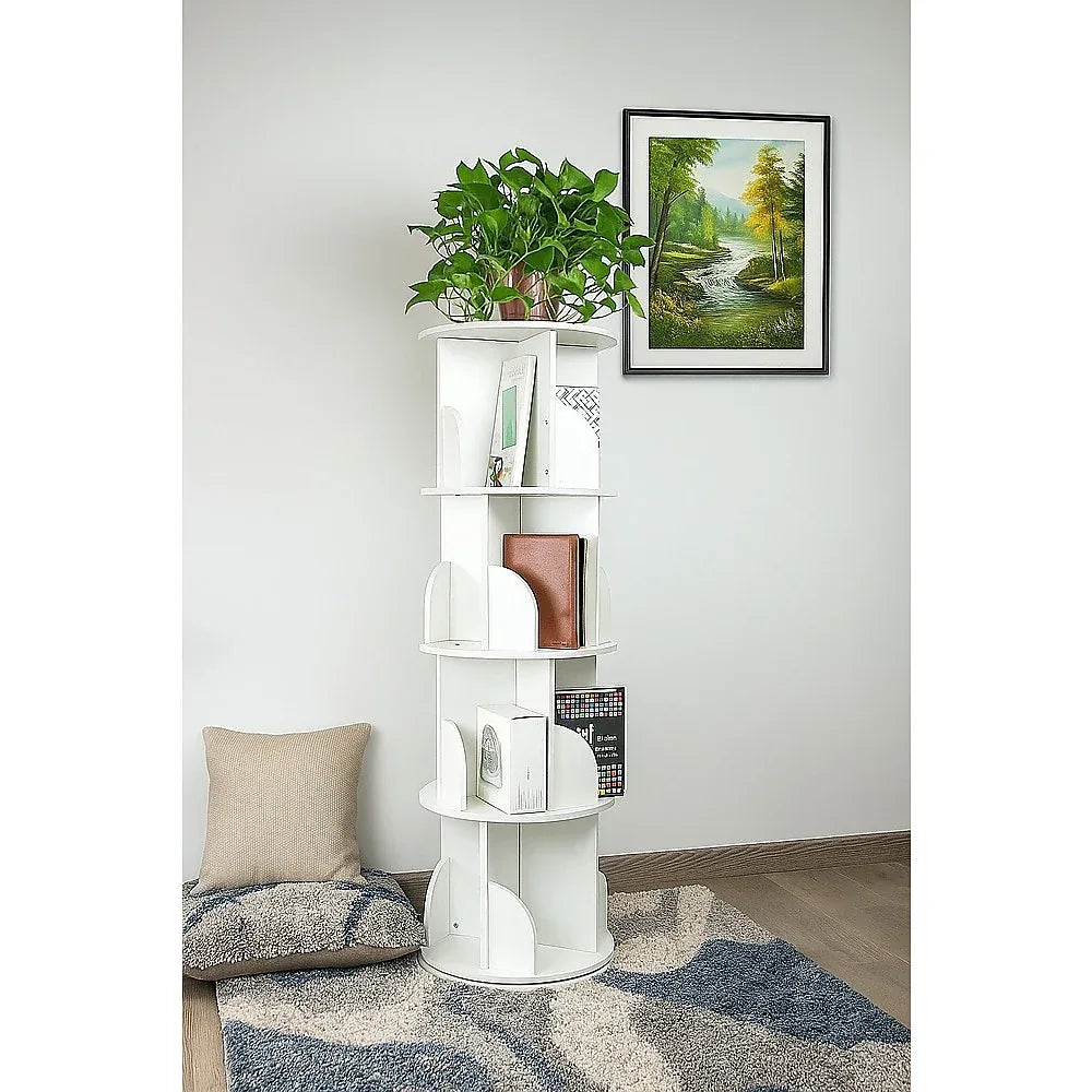 360-degree Rotating 4 Tier Display Shelf Bookcase Organiser - Mekamart Australia