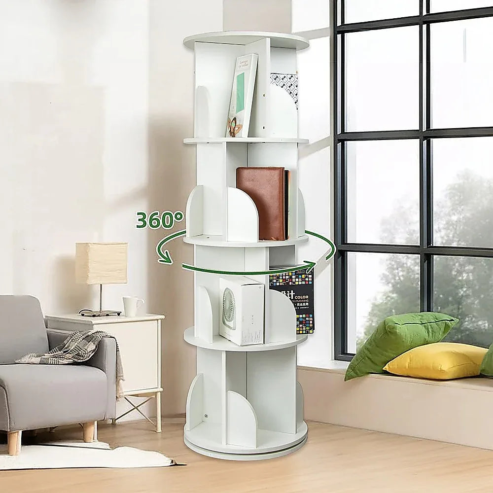 360-degree Rotating 4 Tier Display Shelf Bookcase Organiser - Mekamart Australia