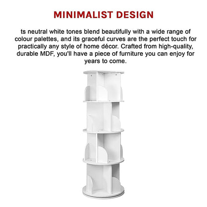 360-degree Rotating 4 Tier Display Shelf Bookcase Organiser - Mekamart Australia