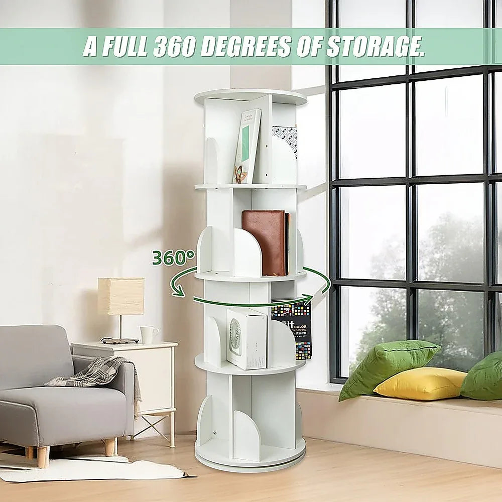 360-degree Rotating 4 Tier Display Shelf Bookcase Organiser - Mekamart Australia