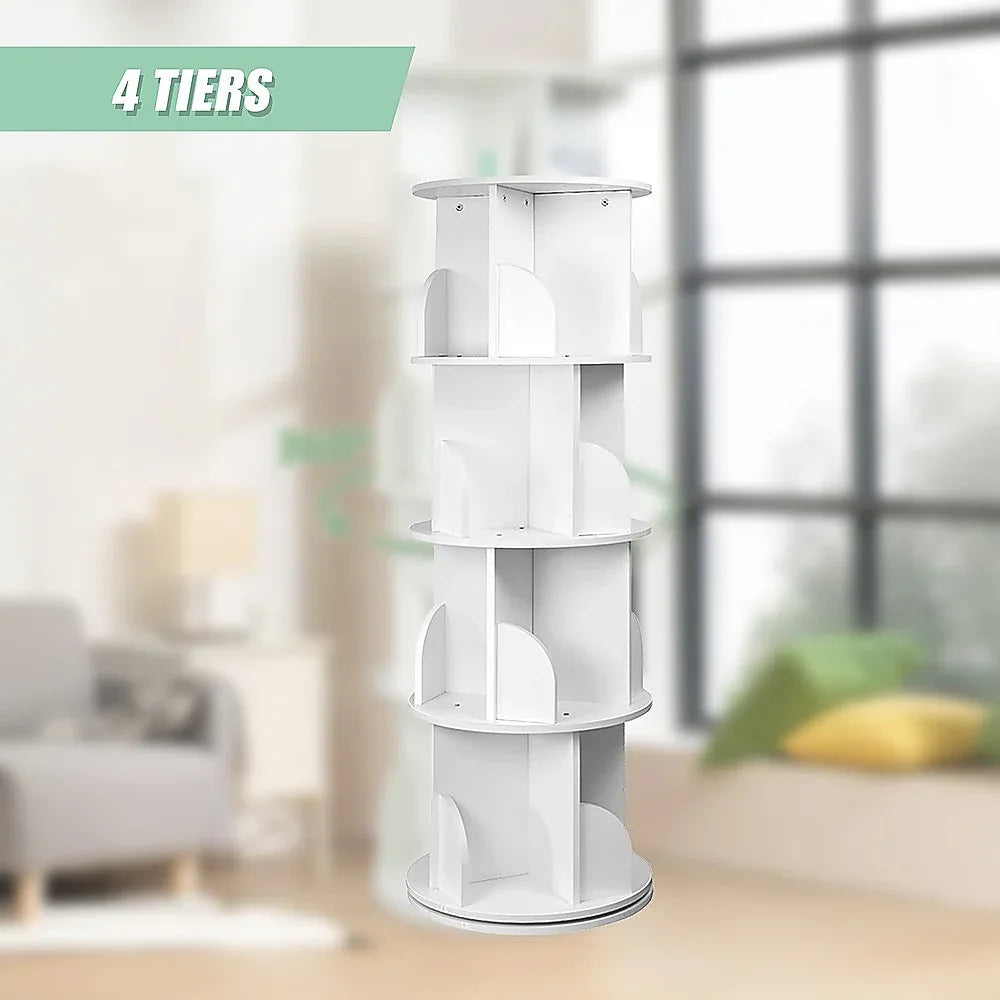 360-degree Rotating 4 Tier Display Shelf Bookcase Organiser - Mekamart Australia