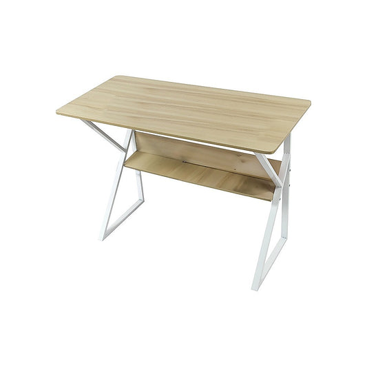 Wood & Metal Computer Desk with Shelf Home Office Furniture