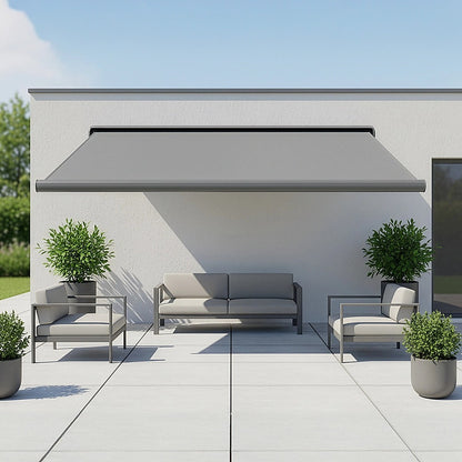 5.5m x 3.0m Retractable Folding Arm Awning Heavy Duty Full Cassette Motorised