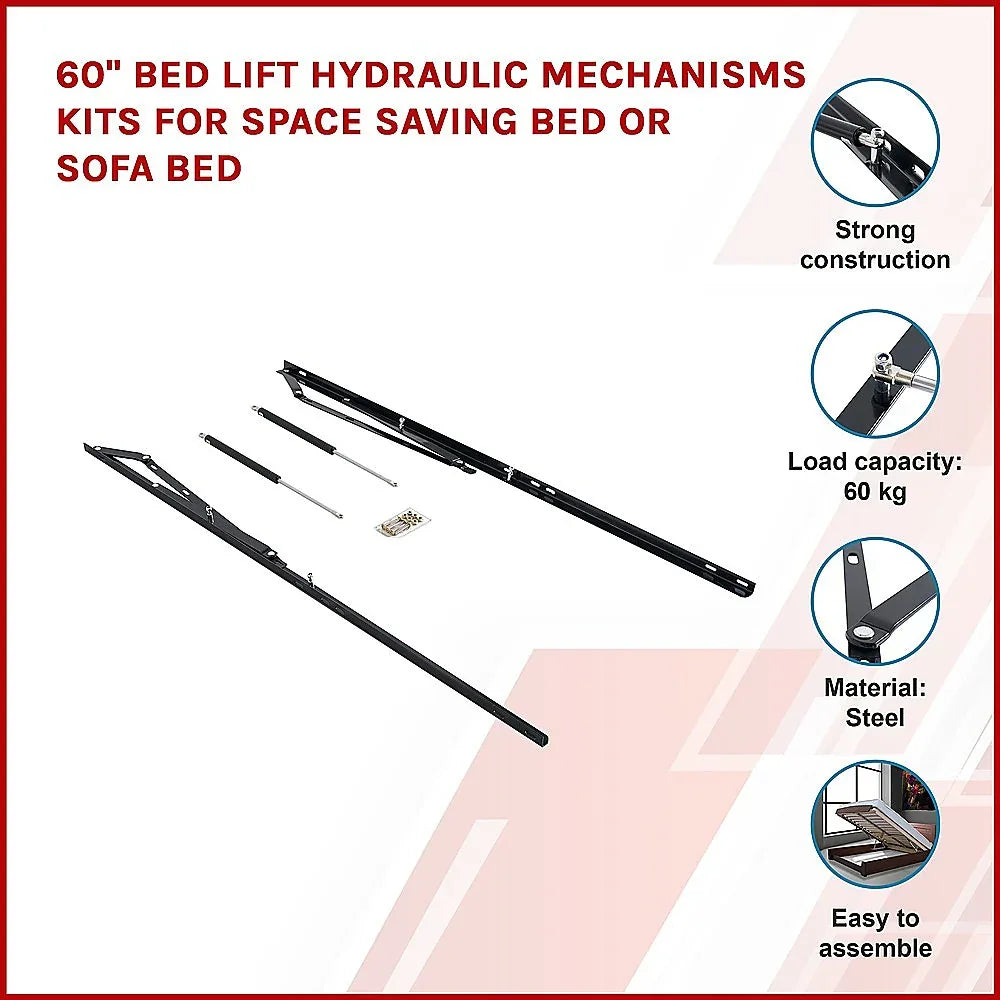 60" Bed Lift Hydraulic Mechanisms Kits For Space Saving Bed or Sofa Bed - Mekamart Australia