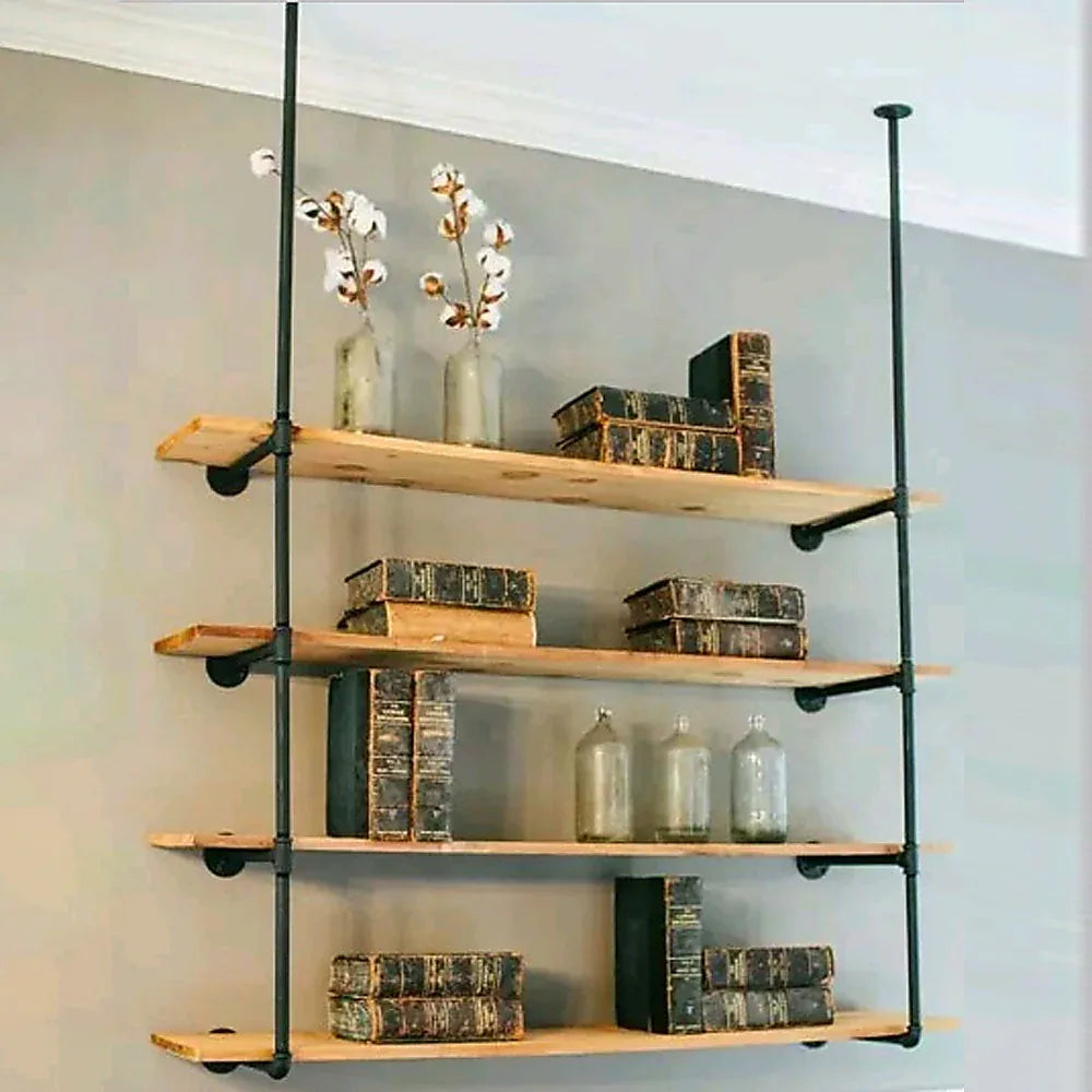 Wall Shelves Display Bookshelf Industrial DIY Pipe Shelf Rustic Brackets - Mekamart Australia