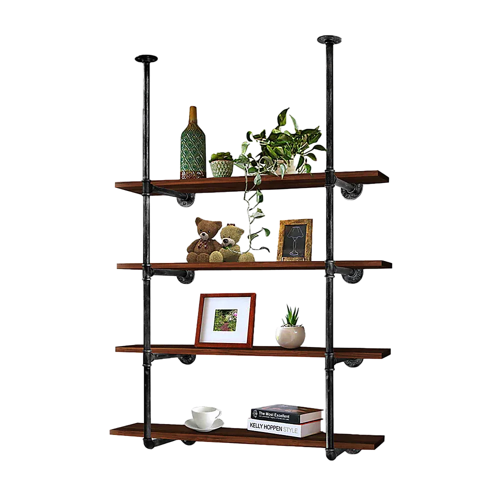 Wall Shelves Display Bookshelf Industrial DIY Pipe Shelf Rustic Brackets - Mekamart Australia