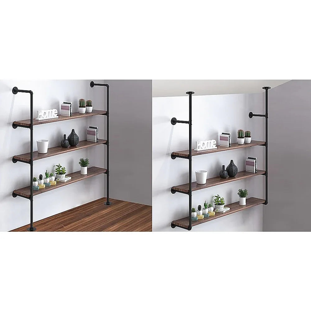 Wall Shelves Display Bookshelf Industrial DIY Pipe Shelf Rustic Brackets - Mekamart Australia